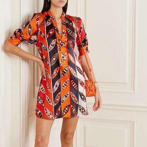 Emilio Pucci Orange and Black Patterned Mini Dress